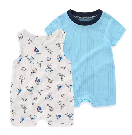 סט זוג אוברולים מוששששלמים לתינוקות במידות 0-12 חודשים + סנדלים בהתאמה מדויקת – קולקציית קיץ 2025