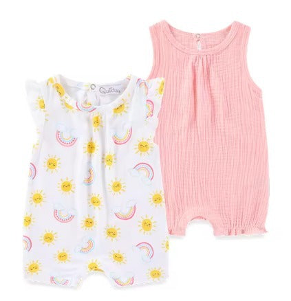 סט זוג אוברולים מוששששלמים לתינוקות במידות 0-12 חודשים + סנדלים בהתאמה מדויקת – קולקציית קיץ 2025