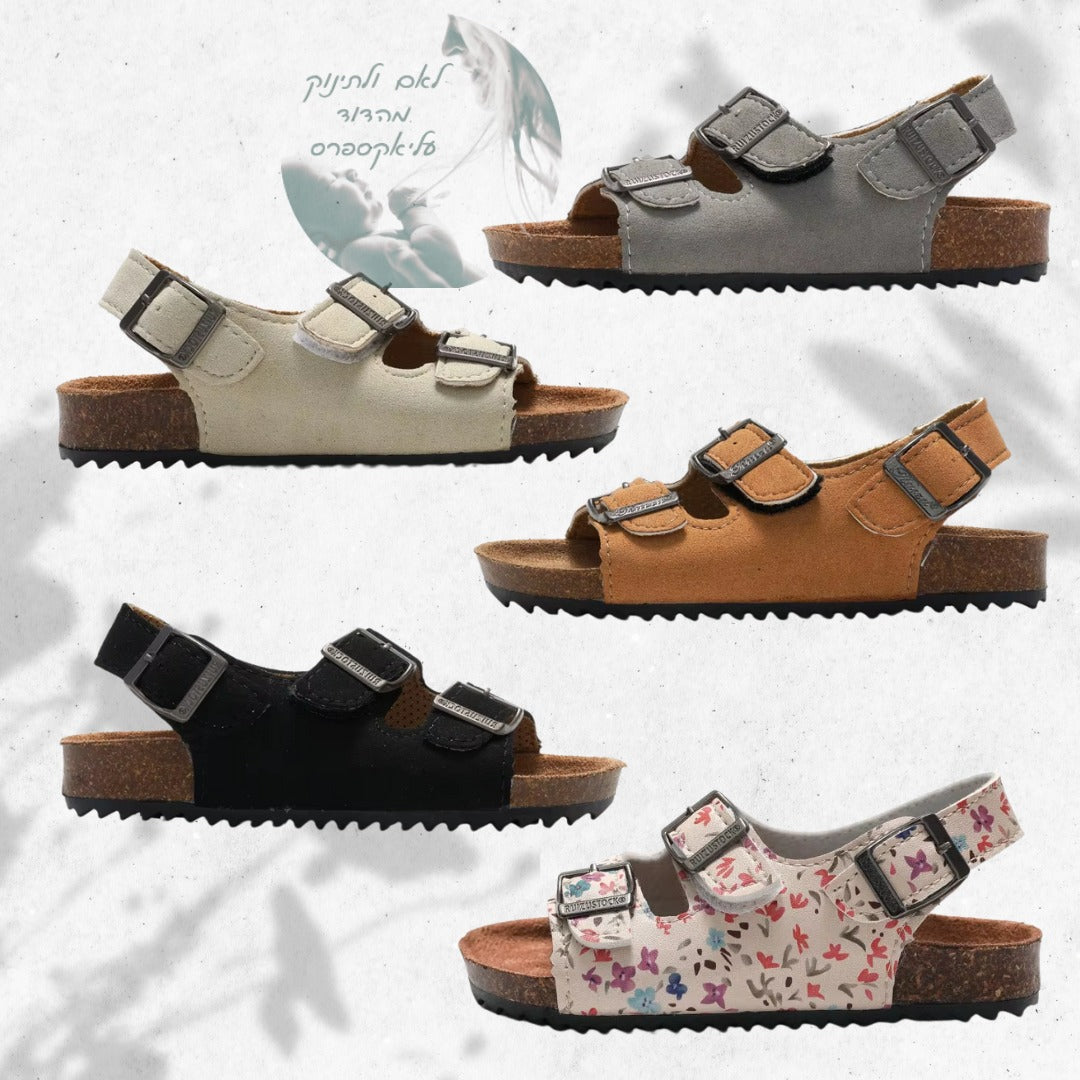 זמן קיץ 2025 – מכנסי פסים, חולצות טי שירט וסנדלים סטייל בירקנשטוק לילדים!