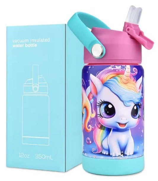 בקבוקי נירוסטה שומרי קור עם קש סיליקון – מושלם לשנת הלימודים 2025/6!