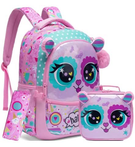 סט תיקי בית ספר עם תיק אוכל וקלמר תואם