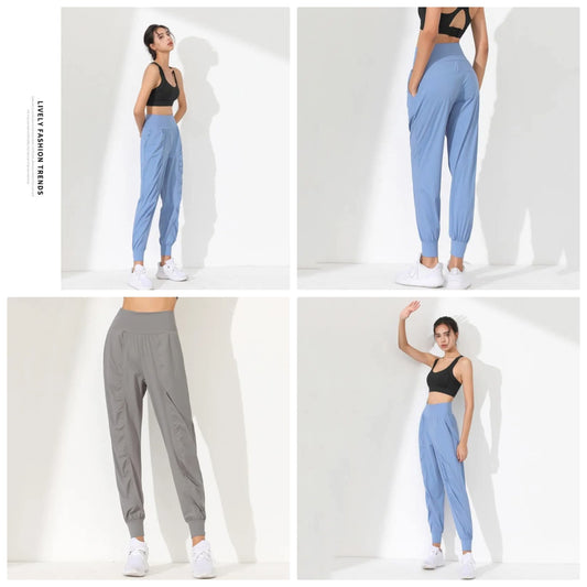 מכנסי יוגה ALO בגזרה רחבה בד מתייבש במהירות עם מכפלת קפלים