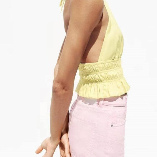 חולצת קיץ חדשה לנשים בסגנון זארה ללא שרוולים עם גב פתוח