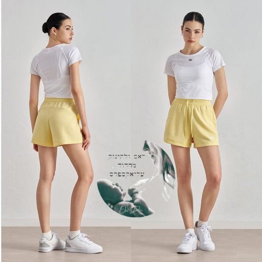 מכנסי נשים קצרים ALO אלסטיים עם שרוך – קולקציית 2025