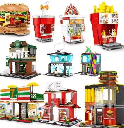 מיני בלוקס לגו מסעדות וחנויות 2025 – מקדונלד'ס, סטארבקס, וולמארט, נייק, קוקה קולה