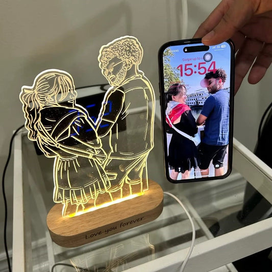 מנורת לילה מותאמת אישית מתמונה – מתנה מושלמת למשפחה ולילדים (עד 10 אנשים