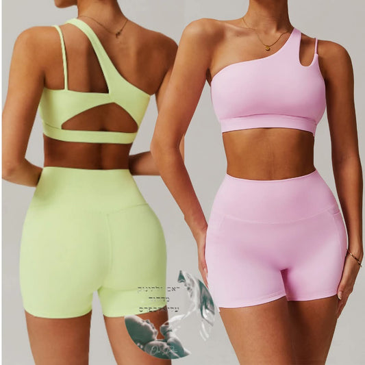 סט טופ ספורט אלכסוני ייבוש מהיר וטייץ גבוה נשים ALO