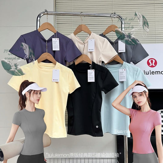 חולצת יוגה ספורטיבית לנשים LULU עם שרוול קצר – 11 צבעים