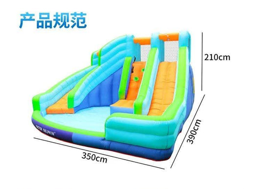 מגלשת קיר טיפוס ומזרקת מים לחצר לילדים
