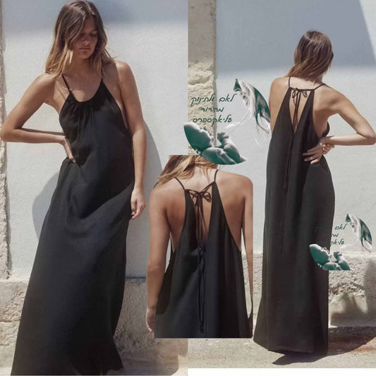 סט פשתן רקום לנשים עם גופיית צוואר עגול ומכנסיים ZA 2025