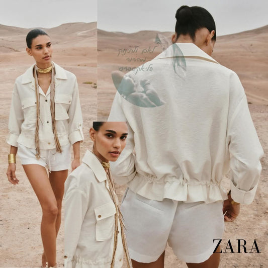 חולצת נשים אופנתית מכופתרת עם שרוולים מופשלים