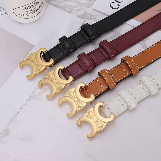 חגורת עור נשים עם אבזם ברונזה וינטג' בציפוי ואקום – רב צבעים