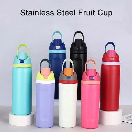 בקבוק שתייה נירוסטה OWALA סטייל ללא מיתוג עם שמירת חום/קור וקש