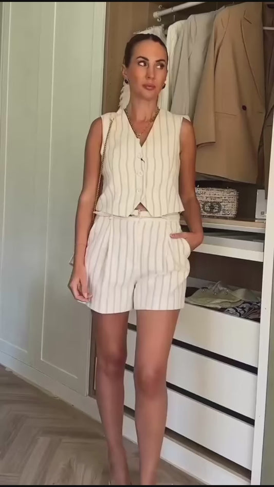 דיופ זארה קייצי – סט ווסט ומכנס קצר מעוצב למראה מושלם בקיץ 2025! מידות S-L