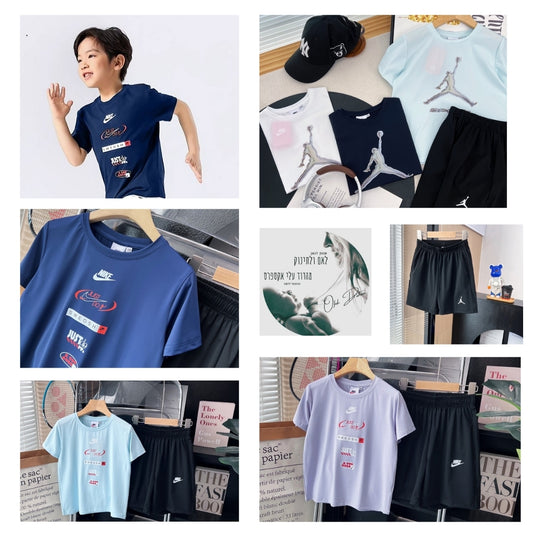 סטים DRY FIT לילדים – נייק ו-AJ, חולצות מנדפות זיעה במידות 4-14!