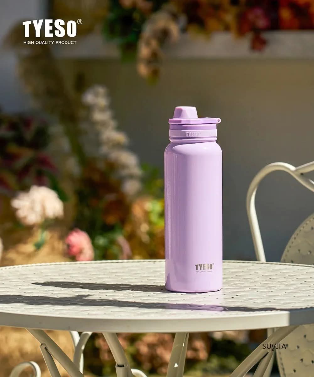 בקבוק שתייה נירוסטה Tyeso שומר חום/קור עם פייה ללא קש