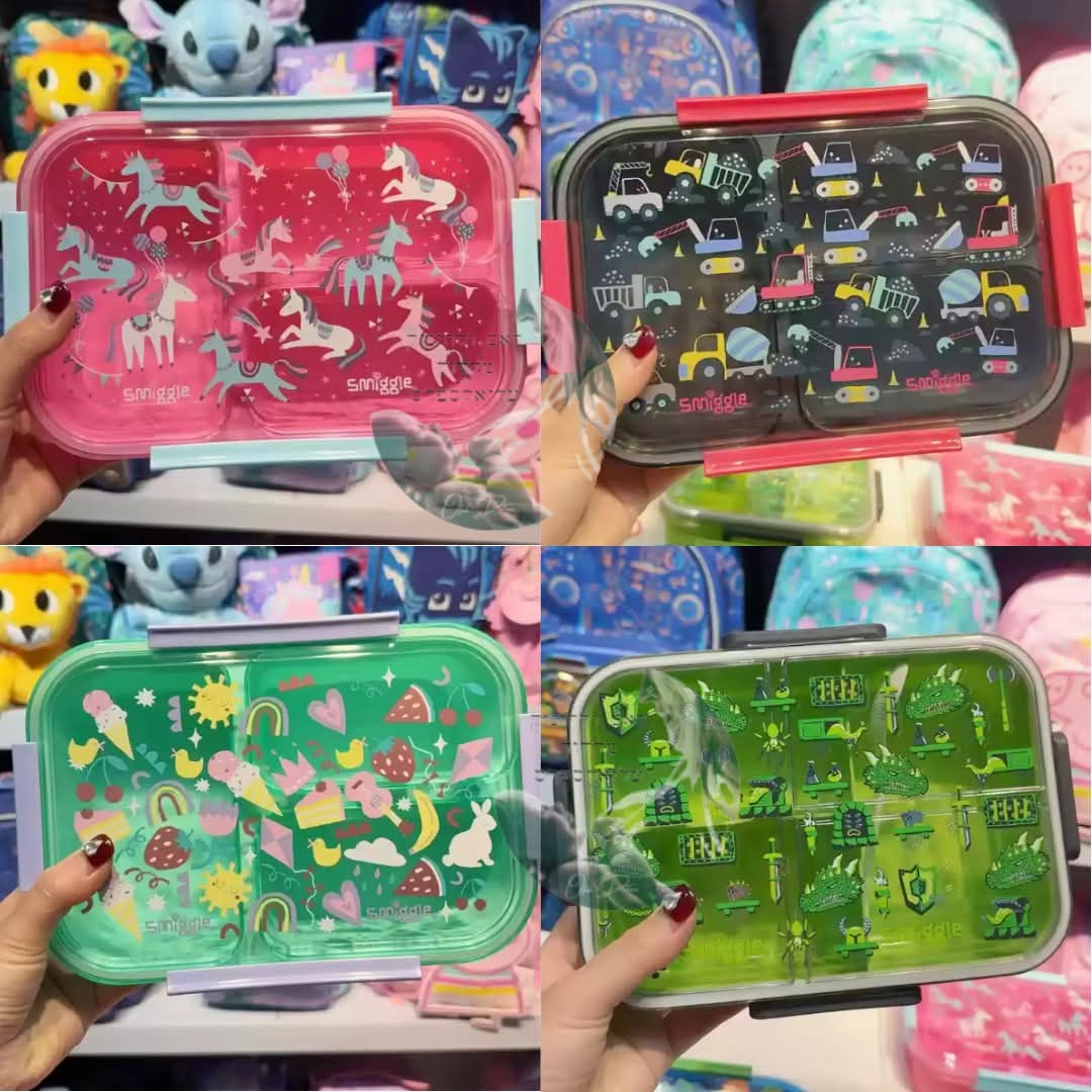 קופסאות אוכל Smiggle אטומות עם 3 תאים לחופשה וללימודים