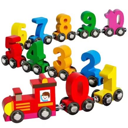 רכבת מספרים מעץ ממוגנטת לילדים