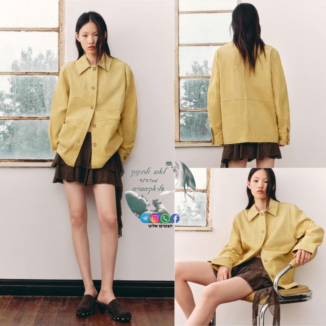 ז׳קט זמש נשים רפוי עם כפתרה יחידה ארוך שרוול – קולקציית ZA 2025