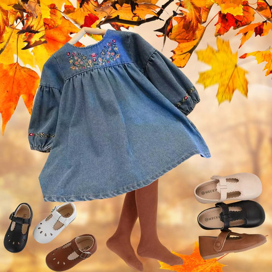 מבצע ביגוד חורף לילדים 2026 – שמלת ג׳ינס, גרביונים ונעלי בובה